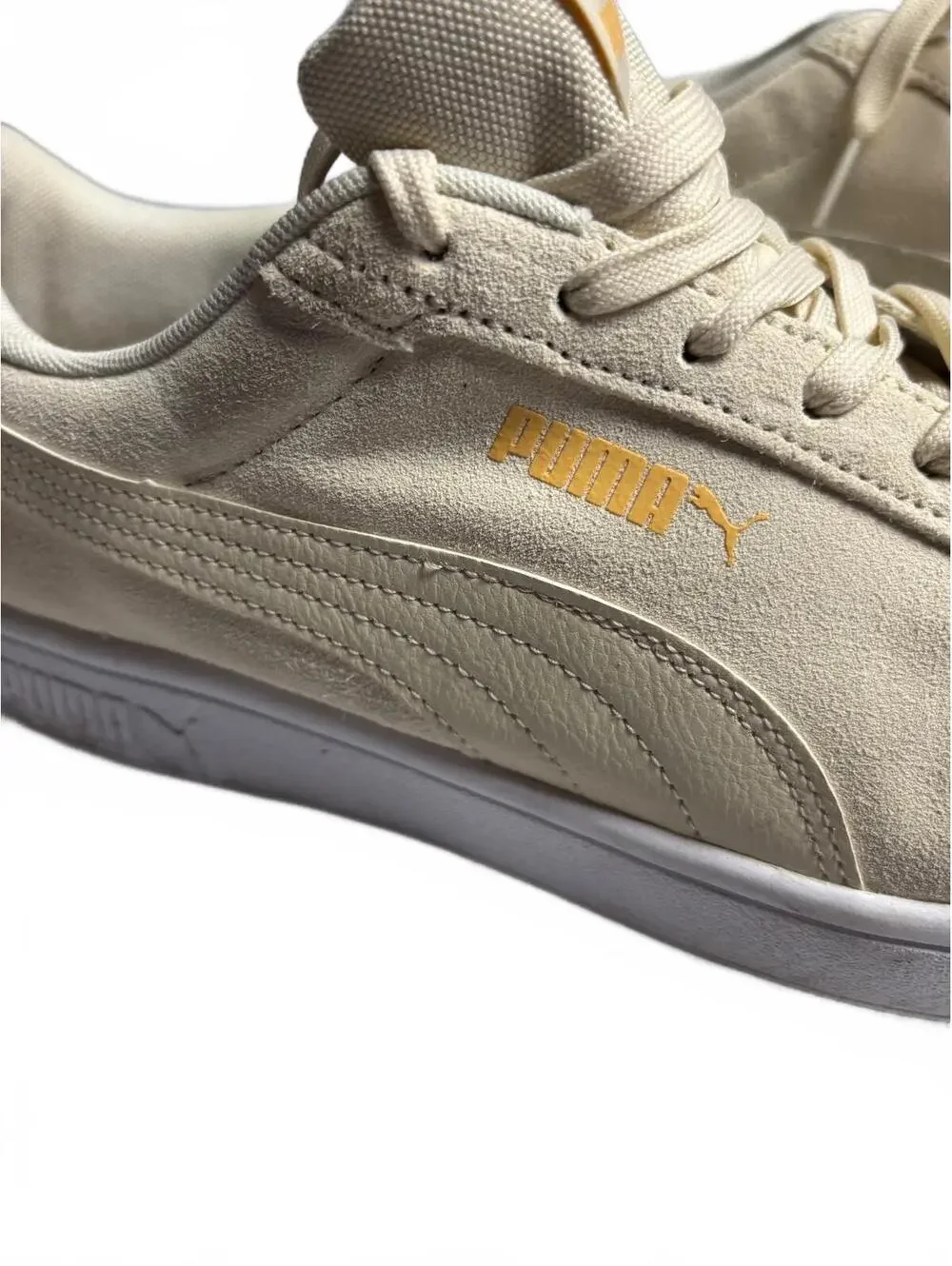 Puma Suede Classic Sneakers in Cream with Gold Logo